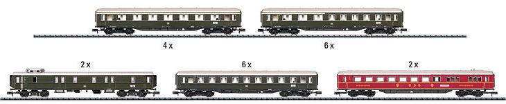 DB Schrzenwagen/Skirted Passenger 20-Car Set w/Display