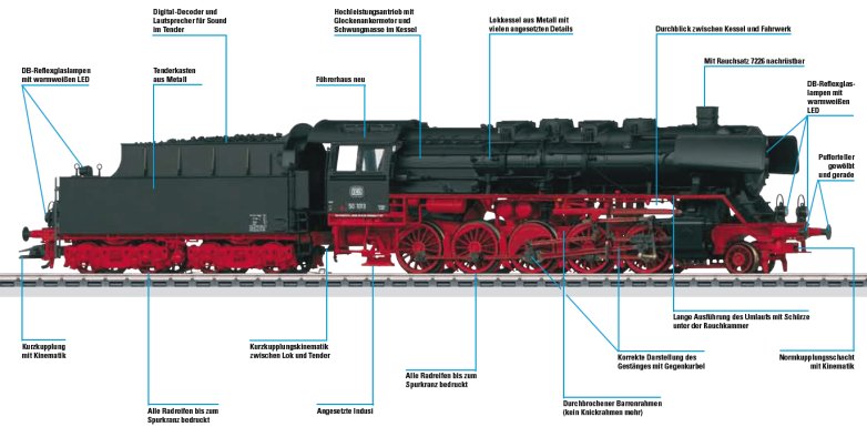 DB cl 50 Freight Steam Locomotive with Tender with Sound