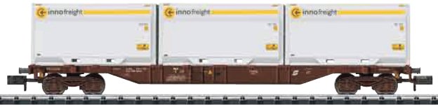 BB Container Flat Car with 3 type XXL WoodTainers