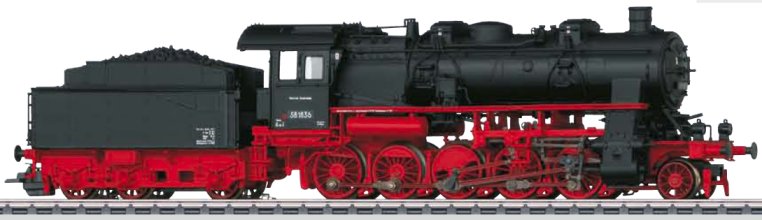 DB Class 58.10-21 Freight Steam Locomotive w/Tender.