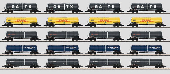 Freight Car Display with 20 Different Tank Cars.