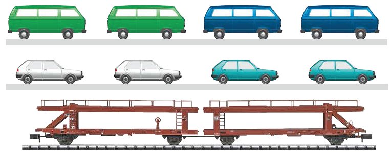 DB Auto Transport Car with 8 automobile models