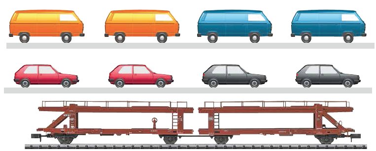 DB Auto Transport Car with 8 automobile models