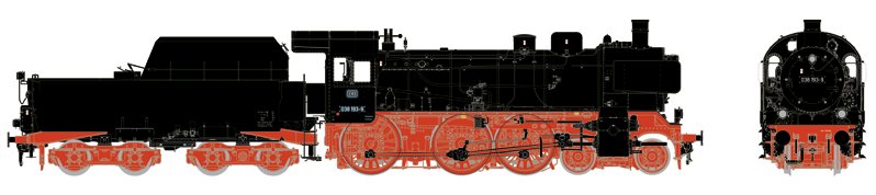 Dgtl DB cl 038.10-40 Steam Locomotive w/Tub-Style Tender