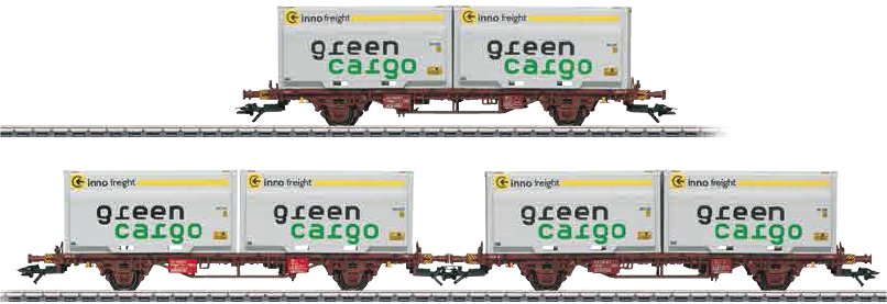 SJ Green Cargo Type Lgjns Container Transport 3-Car Set,