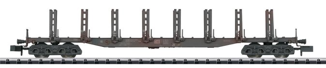 Flat Car with Trucks and Tie-Down Fastenings
